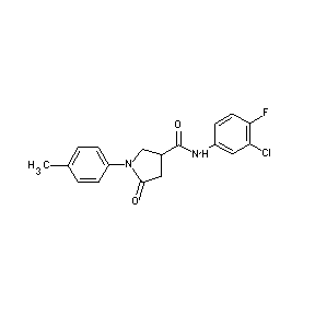 ST007270 N-(3-chloro-4-fluorophenyl)[1-(4-methylphenyl)-5-oxopyrrolidin-3-yl]carboxamid e